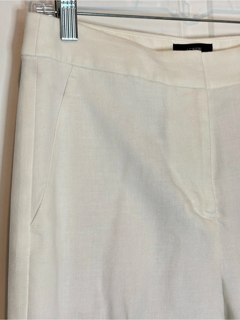 J. Crew Kate White Linen Blend Lined Straight Leg Pants 4 - Picture 3 of 14